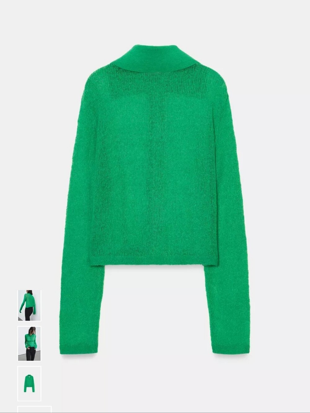 Zara Emerald Green Lightweight Polo-Collar Sweater - Picture 7 of 10